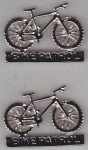 BIKE PATROL collar lapel pins SILVER cutout BICYCLE